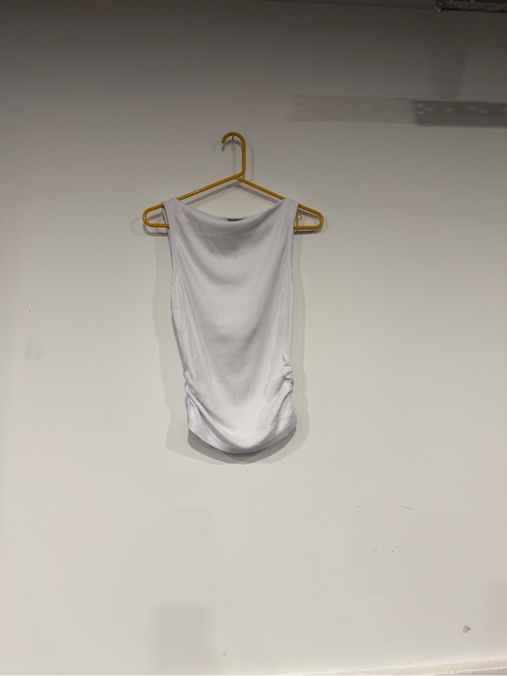 Michael Stars White Coco Sleeveless Ruched Side boat neck Tank